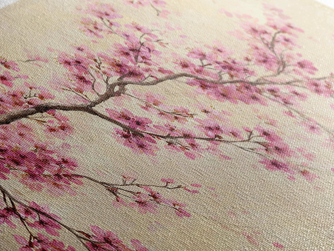 Pink Cherry Blossom Wall Art, Delicate Spring Branch Botanical Print, Japandi Bedroom Decor, Feminine Home Decor Gift For Her