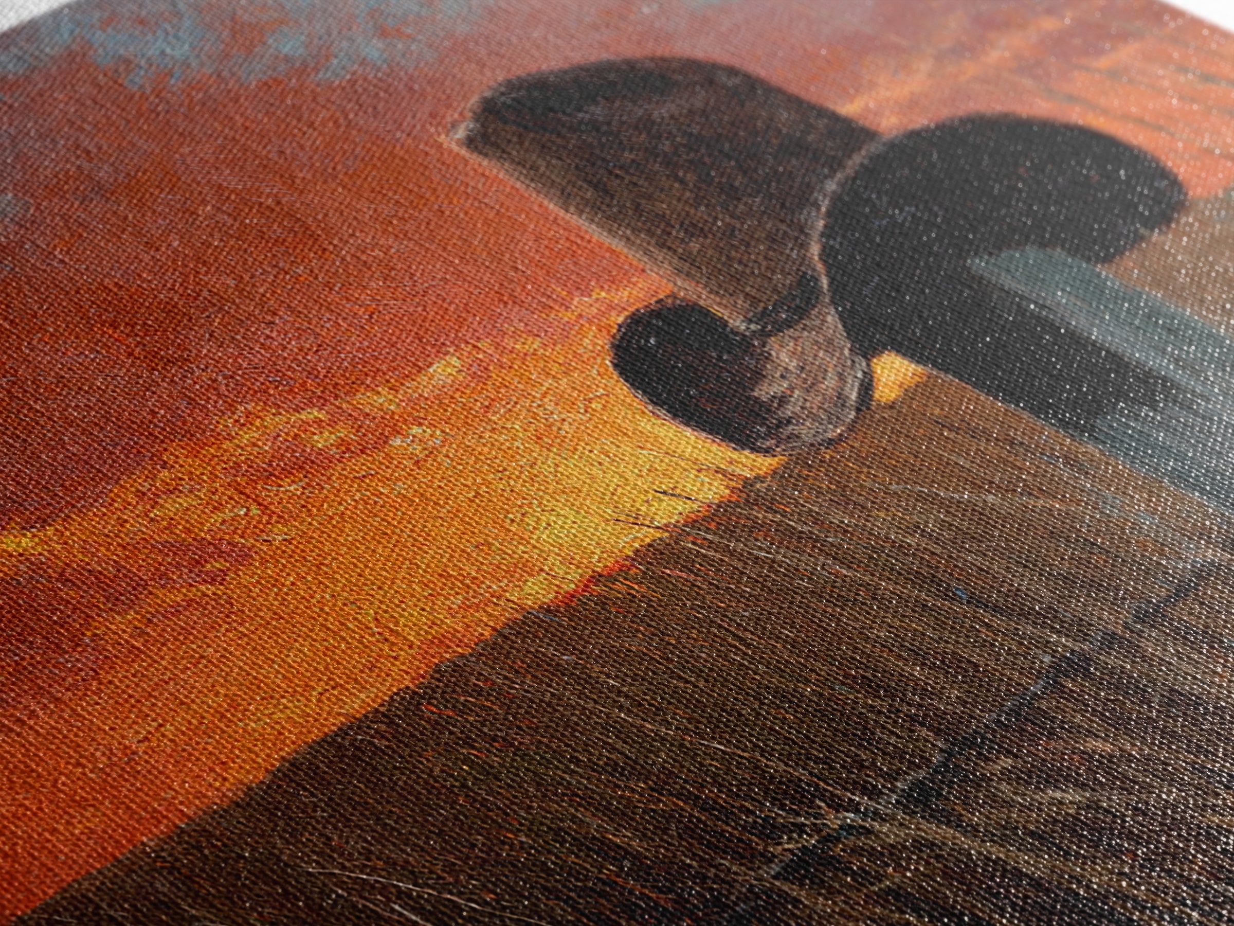 Rustic Country Sunset Landscape Painting Wall Art, Farmhouse Home Decor, Western Style Original Oil Painting On Canvas Print