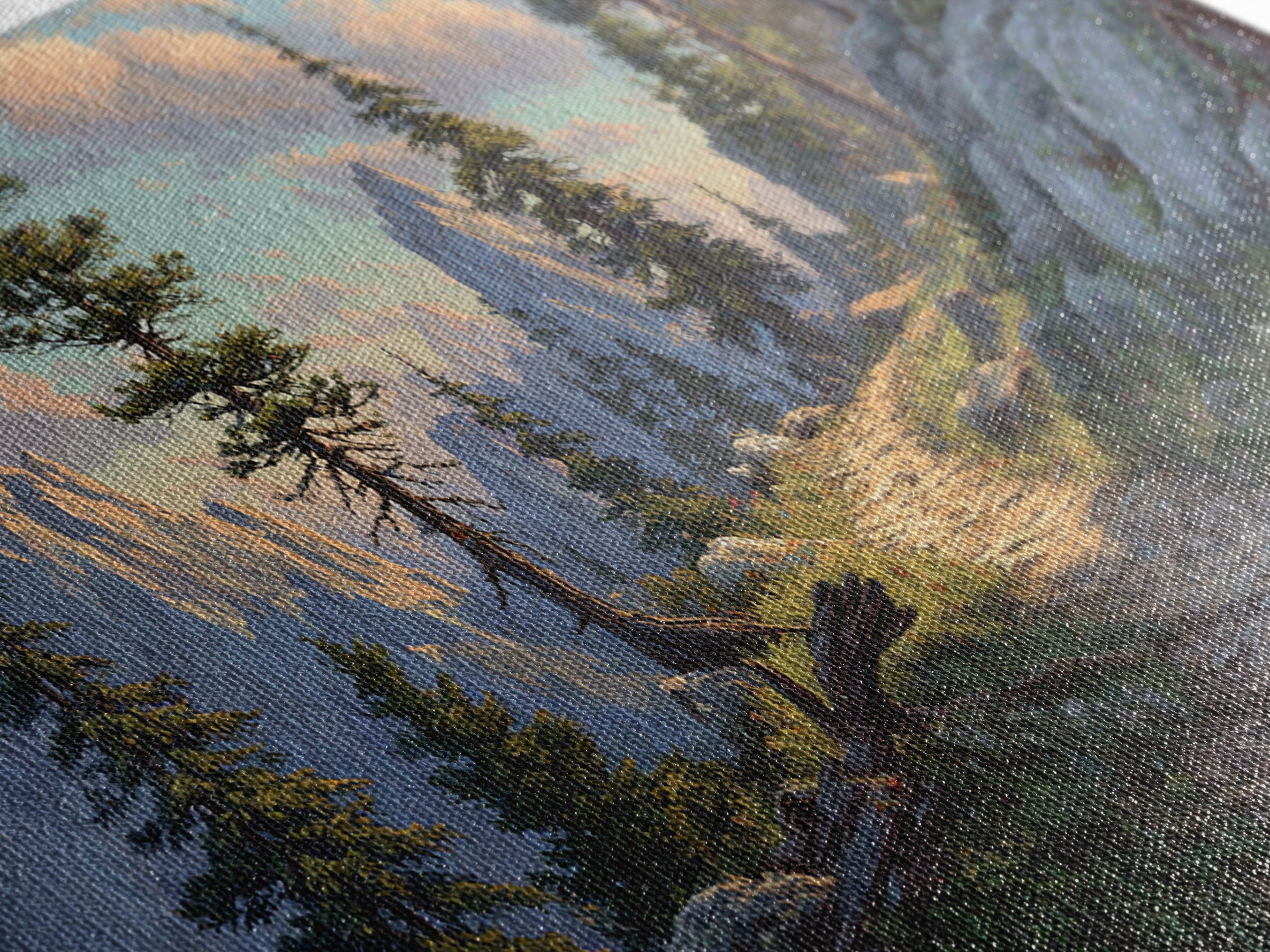 Mountain Landscape With Pine Trees And Rocky Path Scenic Nature Wall Art Framed Canvas Print For Living Room Decor