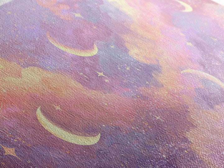 Pastel Crescent Moon Cloud Wall Art, Celestial Wall Art, Dreamy Nursery Decor, Whimsical Decor, Pink Bedroom Art, Canvas Print