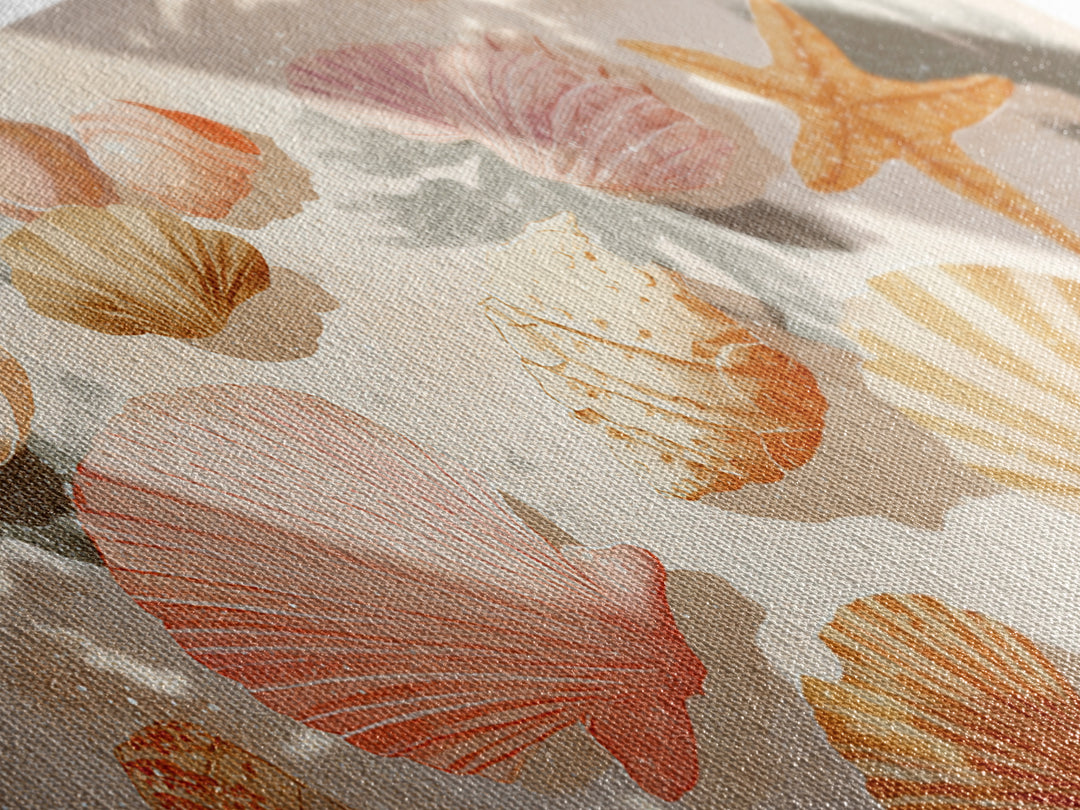Pink Seashell Coastal Wall Art, Beach House Decor, Nautical Wall Art, Ocean Wall Decor, Coastal Bathroom Decor, Canvas Print