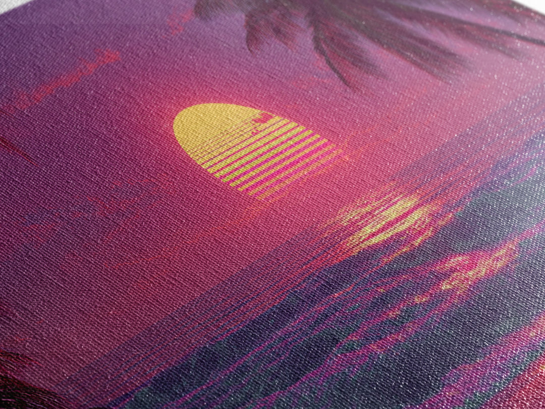 Tropical Beach Sunset With Palm Trees Vibrant Coastal Wall Art Canvas Print For Home Decor And Tropical Beach House
