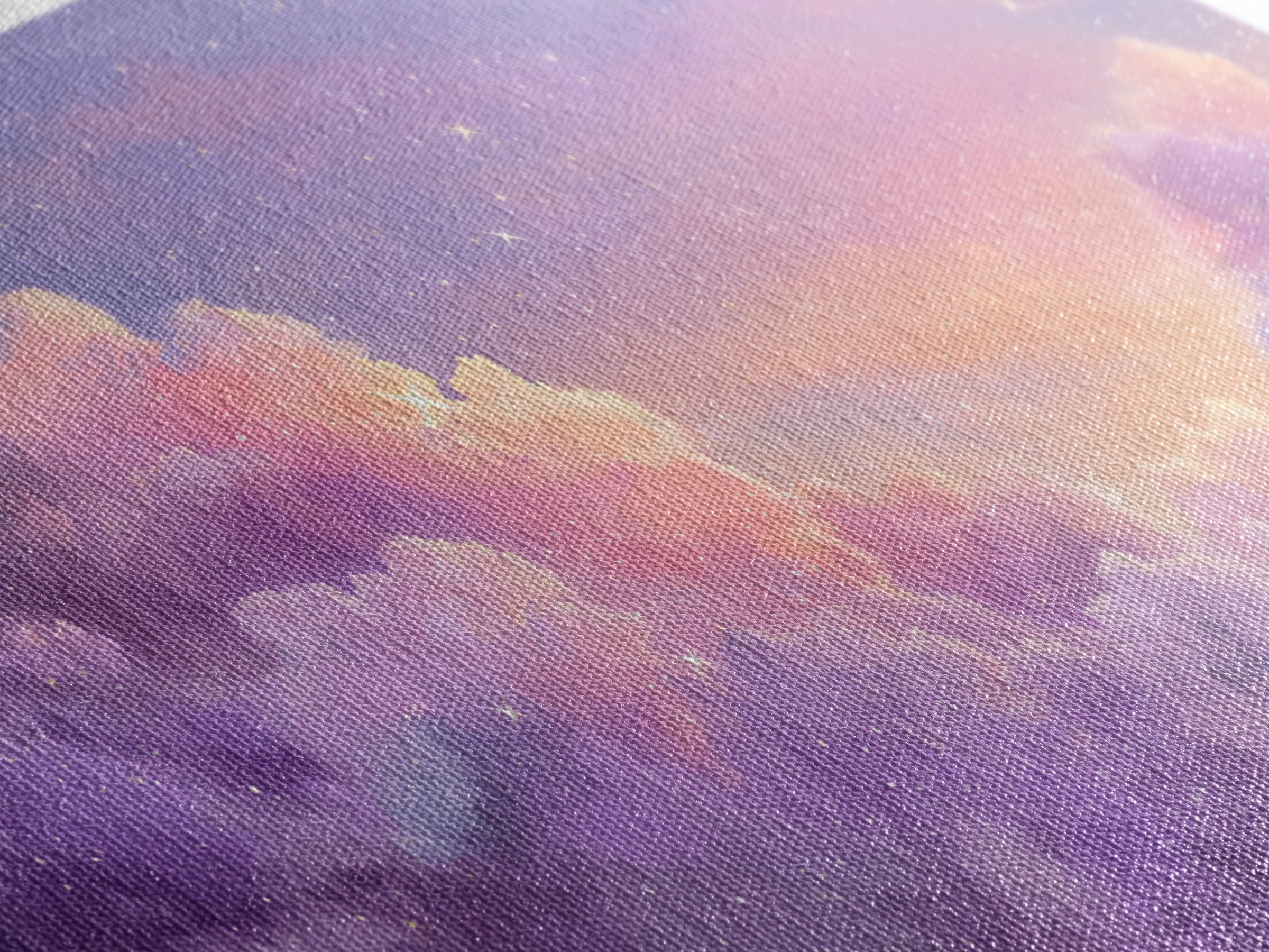 Purple Starry Clouds At Sunset Canvas Print, Dreamy Celestial Wall Decor, Pastel Sky Bedroom Art, Whimsical Room Decor Gift