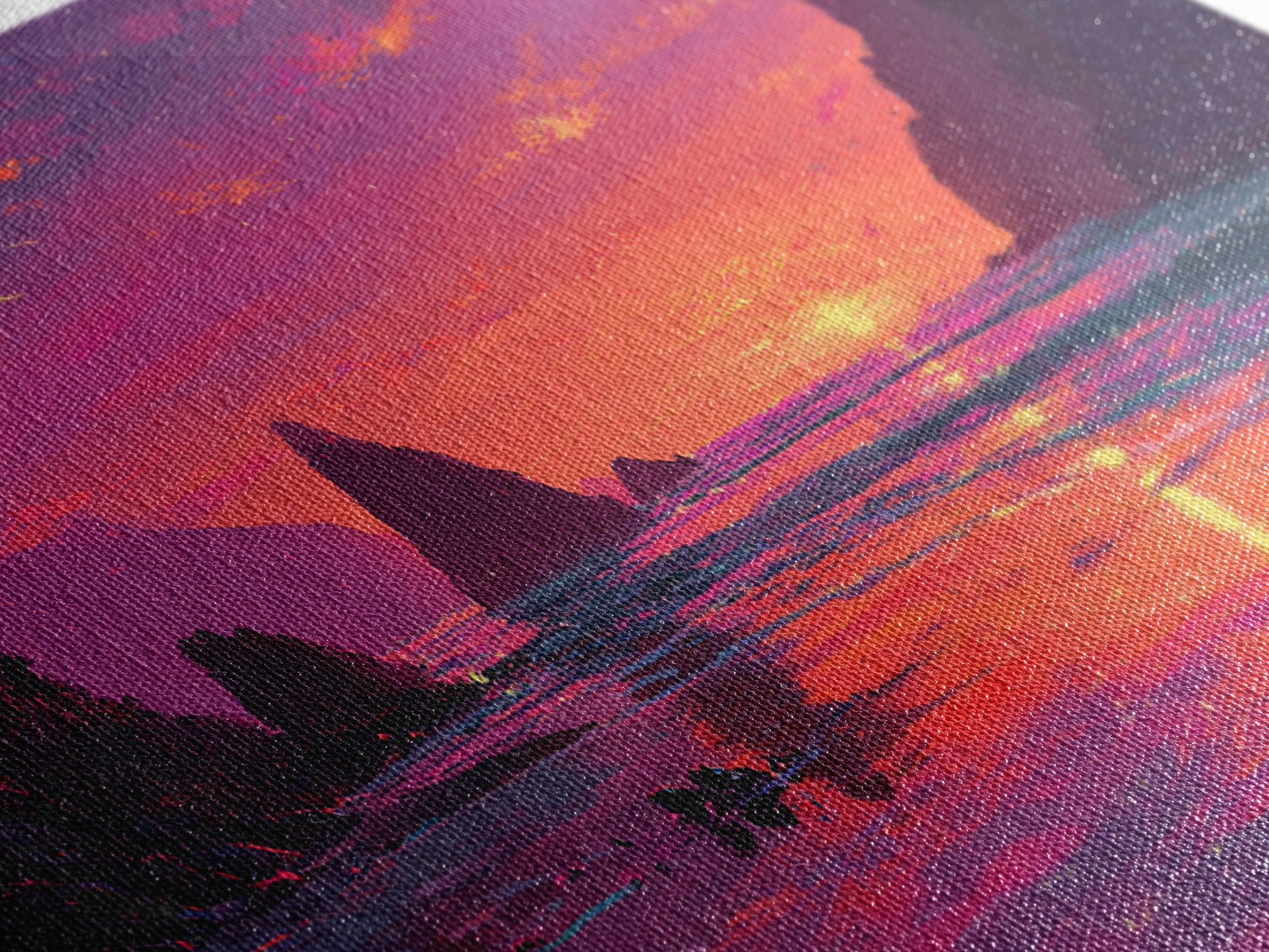 Vibrant Sunset Over Rocky Coastal Landscape Framed Canvas Print Large Wall Art For Modern Living Room And Contemporary Home Decor