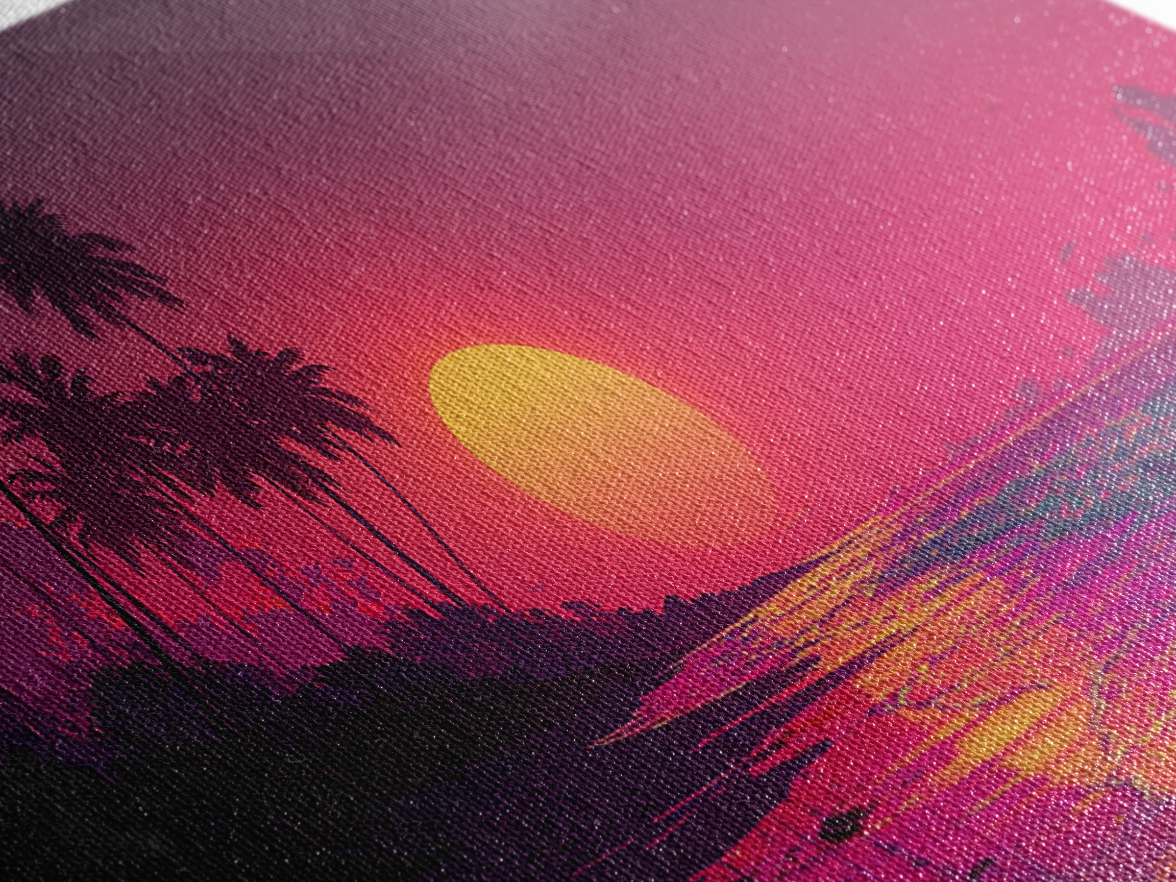 Vibrant Tropical Sunset Over Ocean With Palm Trees Canvas Print Coastal Wall Art Large Contemporary Wall Art For Beach House