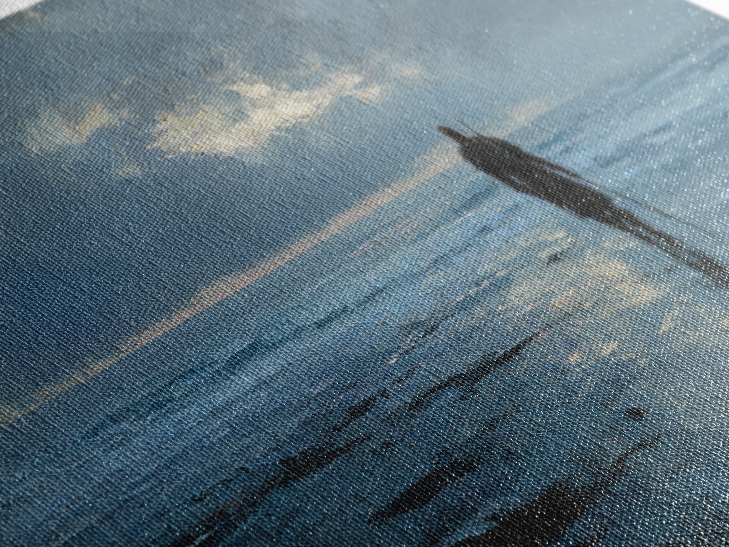 Lone Warrior Wading Through Blue Seascape Wall Art, Moody Ocean Canvas Print For Bedroom Decor And Masculine Office Decor
