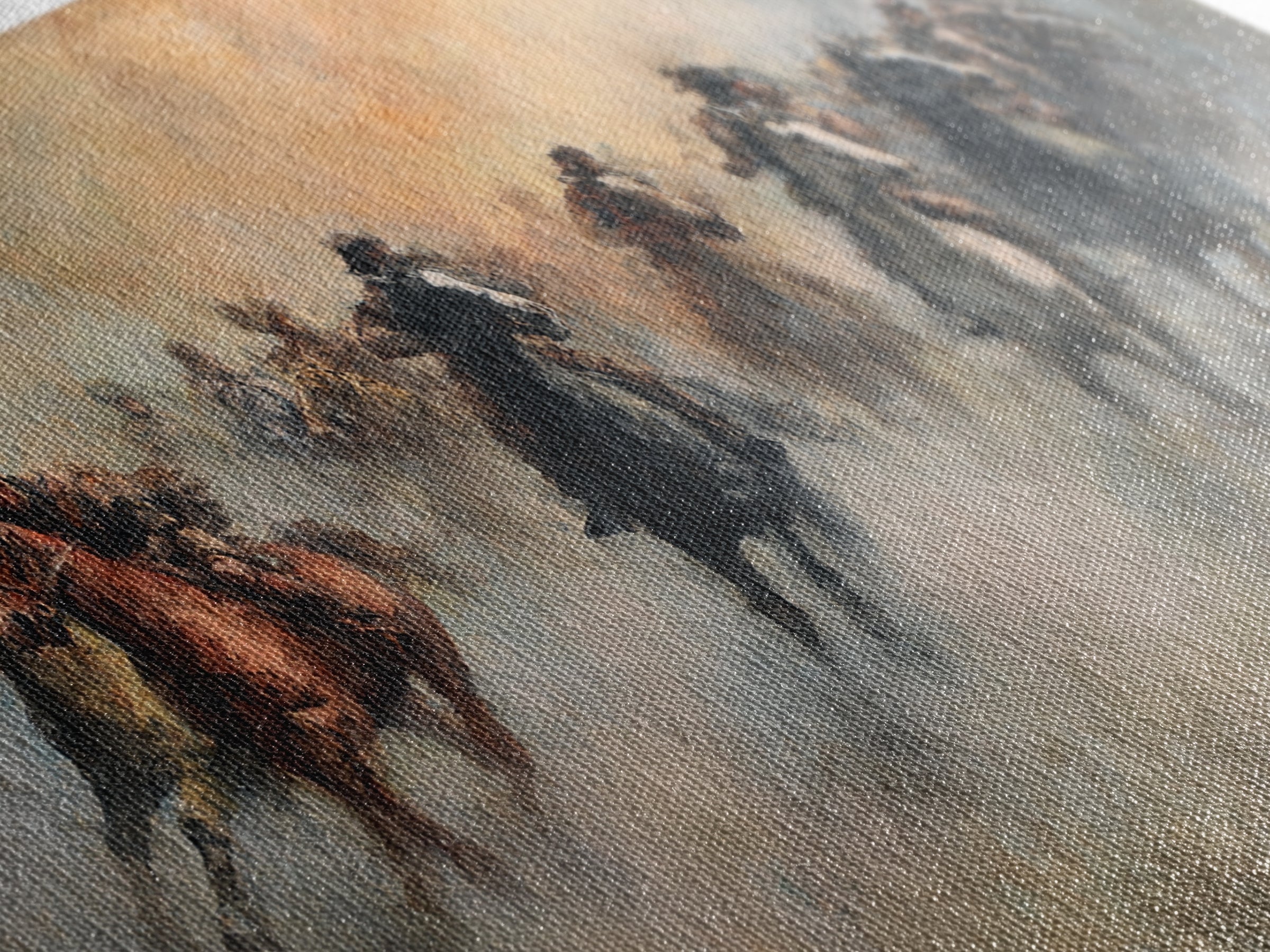 Galloping Horses In Dust Canvas Print, Equestrian Wall Art, Western Horse Racing Decor, Rustic Living Room Decor, Gift For Horse Lover