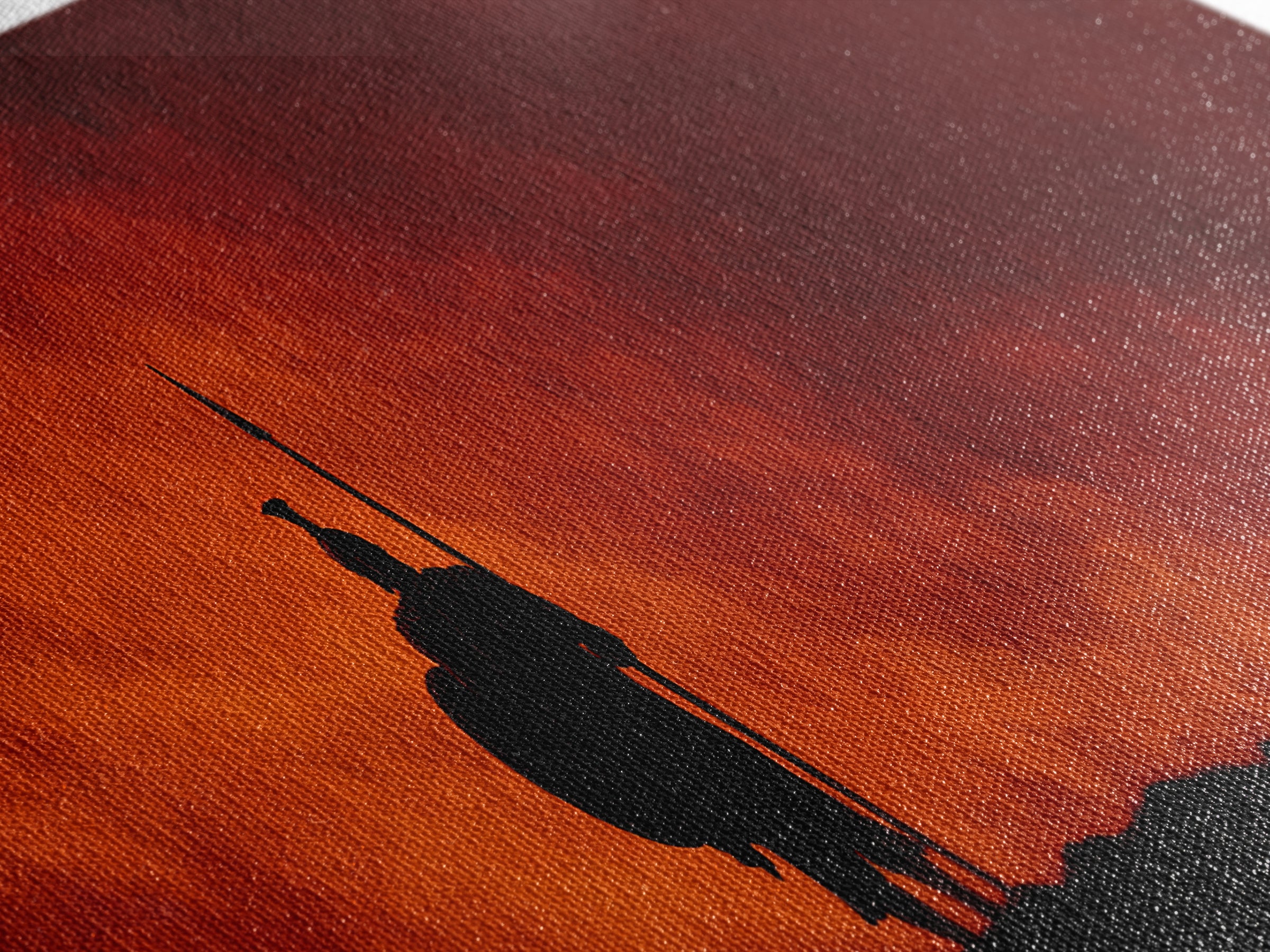 Lone Spear Warrior At Fiery Red Horizon Wall Art, Epic Fantasy Battle Canvas, Dark Warrior Decor, Man Cave Gift, Home Office Decor