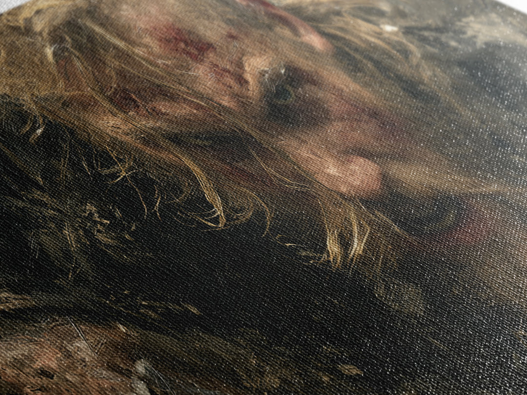Fierce Viking Berserker Close Up Canvas Print, Nordic Warrior Portrait Wall Art, Dark Medieval Decor For Masculine Office