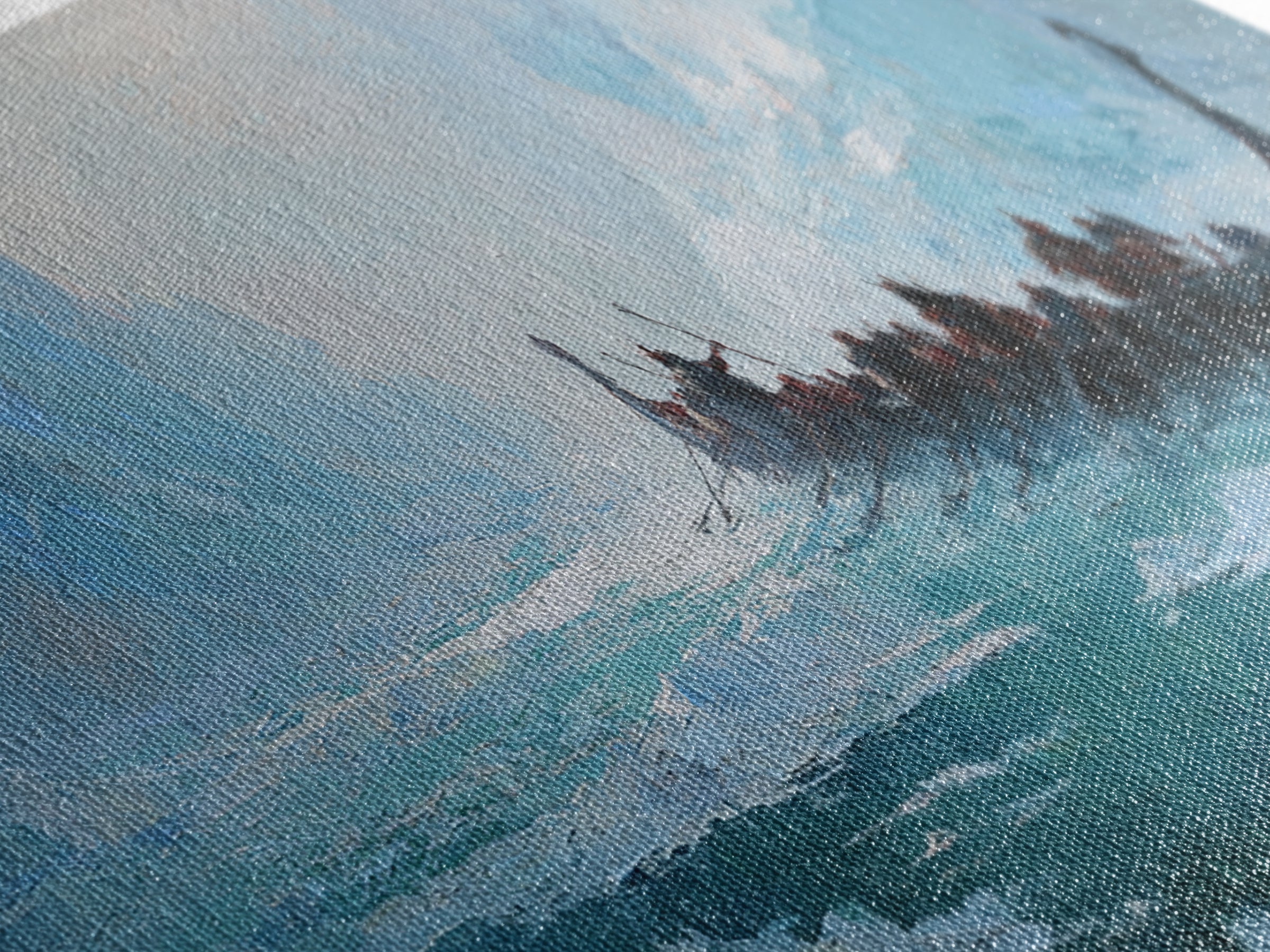 Icy Viking Longship On Turquoise Fjord Canvas Print, Nordic Seascape Wall Decor, Coastal Adventure Art, Gift For Him, Home Decor