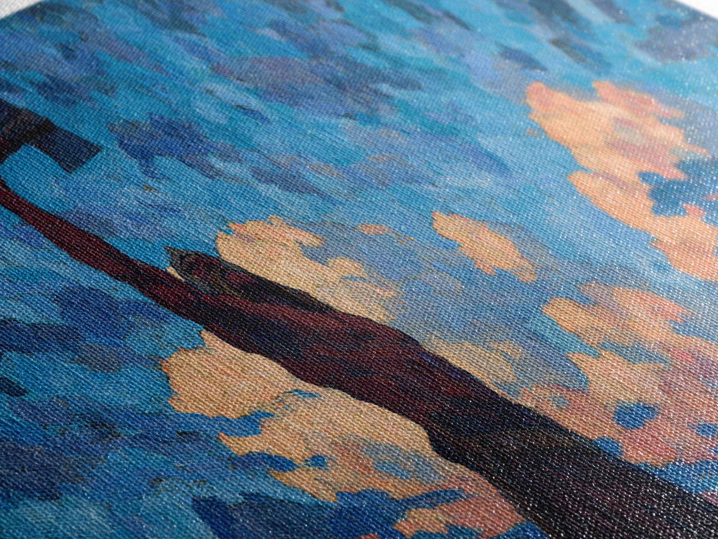 Dynamic Expressionist Oil Painting Of Man With Raised Axe Under Blue Sky Modern Wall Art Canvas Print