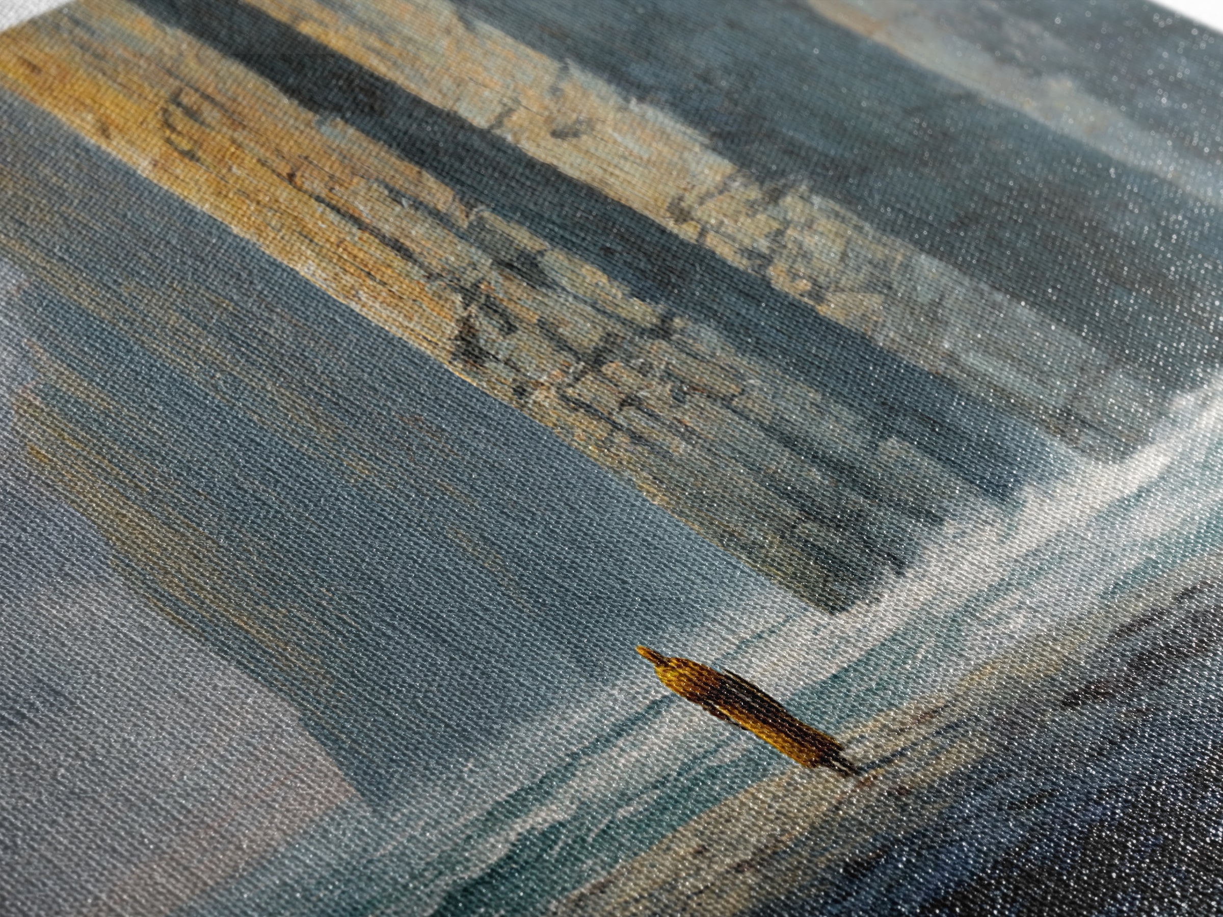 Lone Wanderer By Towering Sea Cliffs Wall Art, Moody Seascape Painting, Coastal Landscape Print, Dramatic Ocean Decor For Living Room