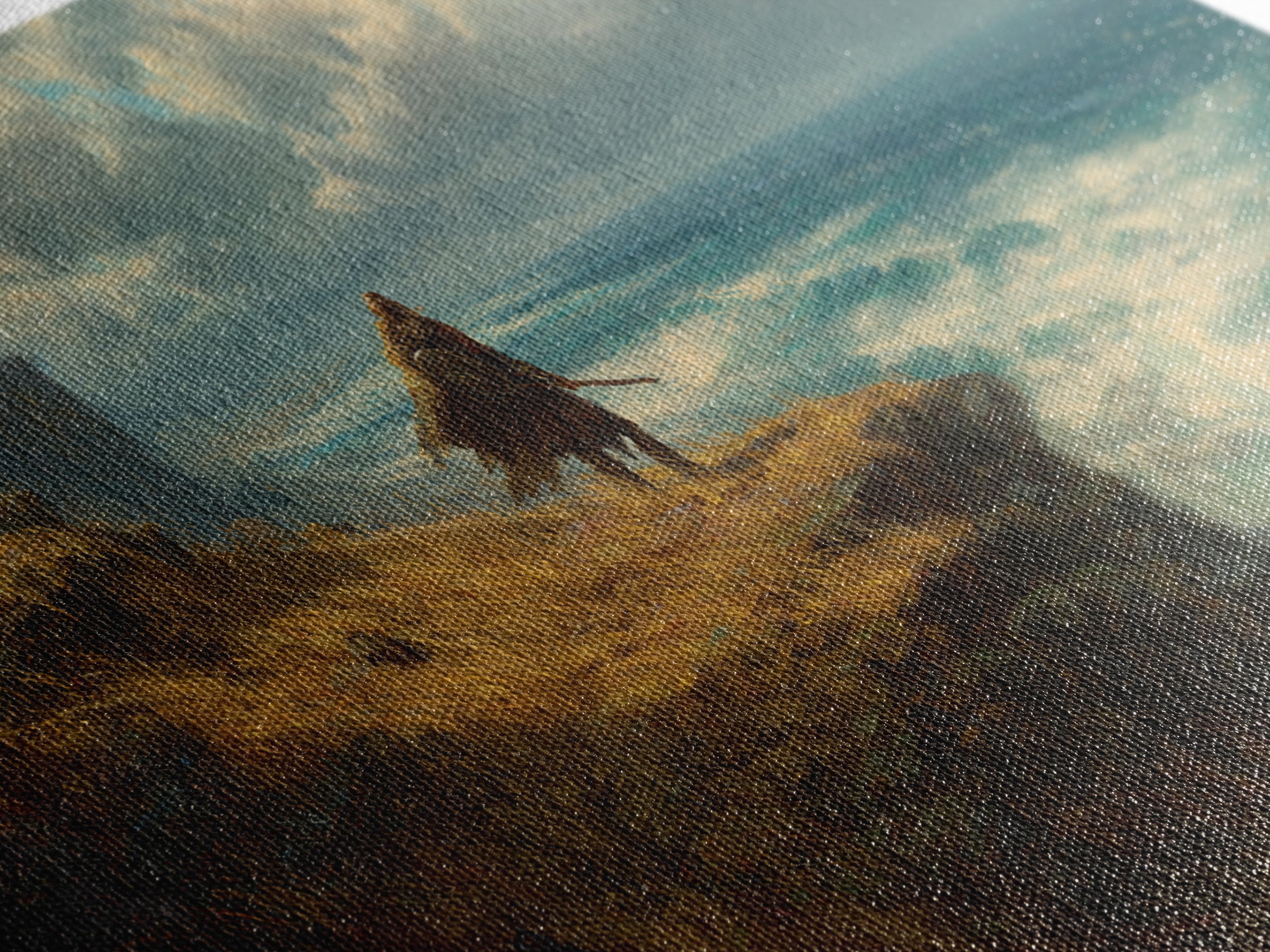 Cloaked Warrior On Ocean Cliff Wall Art, Moody Seascape Canvas Print, Fantasy Coastal Decor For Office Or Living Room Art