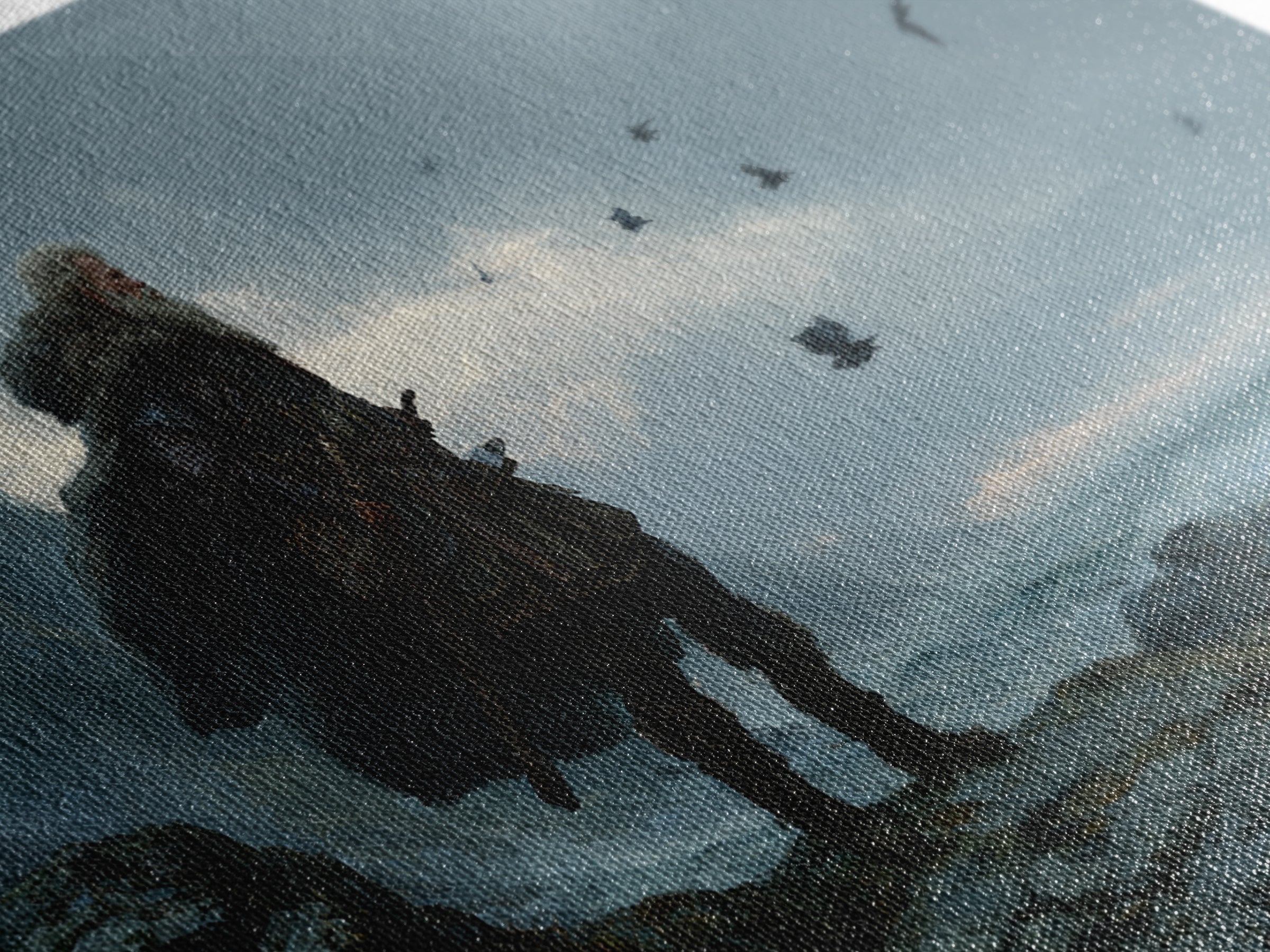 Weathered Viking On Stormy Sea Cliff Wall Art, Nordic Warrior Canvas Print For Masculine Office Decor And Coastal Home Decor