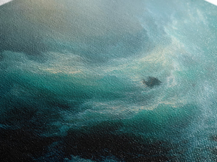Stormy Ocean With Tiny Boat Canvas Print, Dramatic Seascape Wall Art, Moody Coastal Decor, Nautical Gift For Him, Ocean Art Print