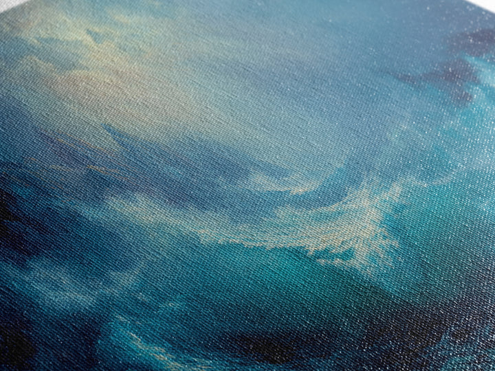 Stormy Turquoise Blue Ocean Waves Canvas Print, Dramatic Seascape Wall Decor, Coastal Landscape Art For Living Room Decor