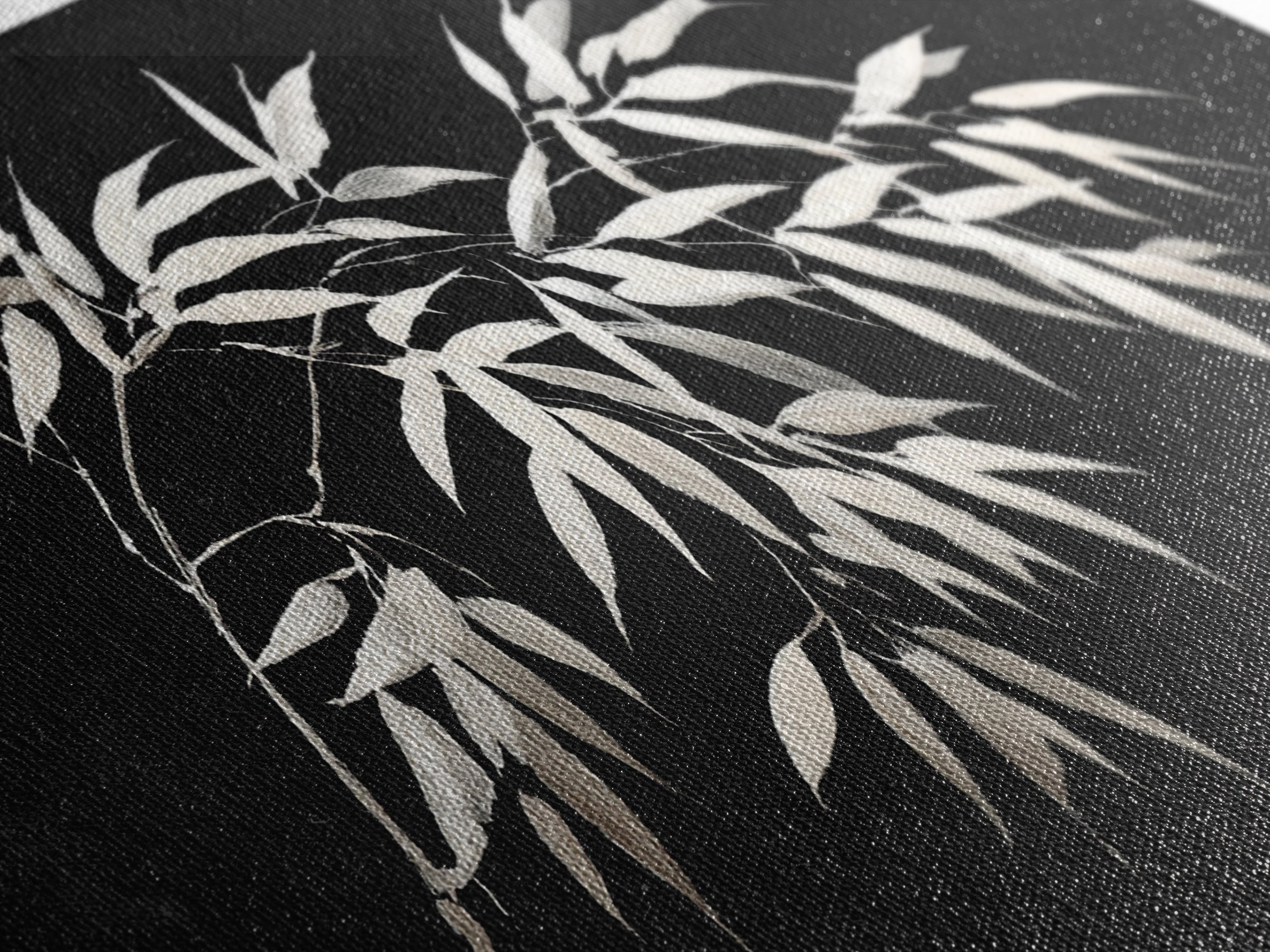 Elegant Monochrome Bamboo Branch Illustration Wall Art Minimalist Wall Decor Black And White Canvas Print For Modern Home