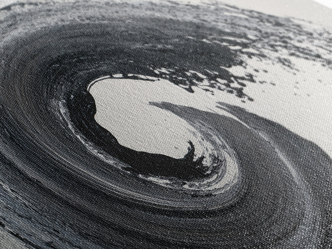 Dynamic Black And White Abstract Wave Painting Canvas Print Modern Wall Art For Living Room Decor And Office