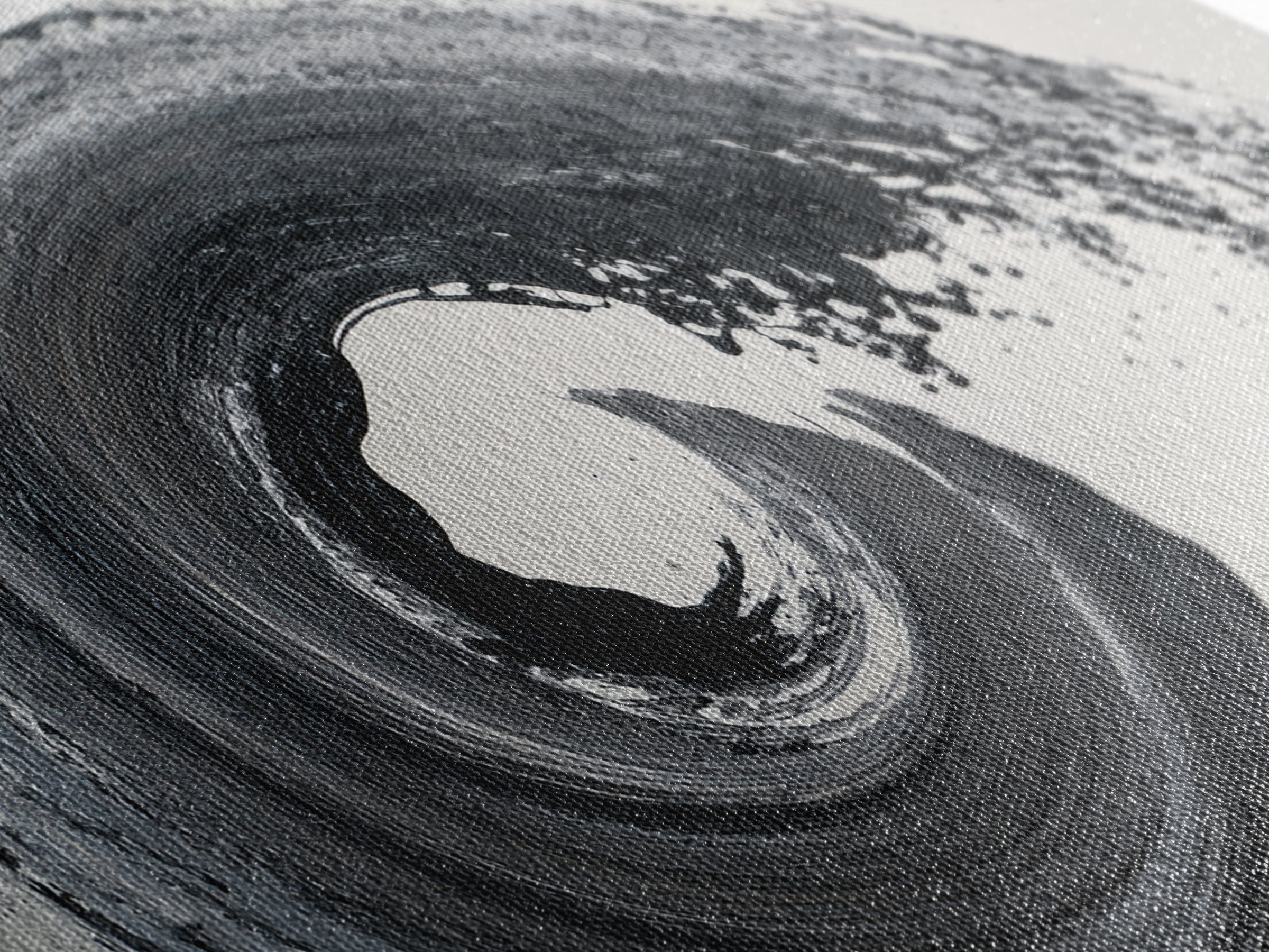 Dynamic Black And White Abstract Wave Painting Canvas Print Modern Wall Art For Living Room Decor And Office