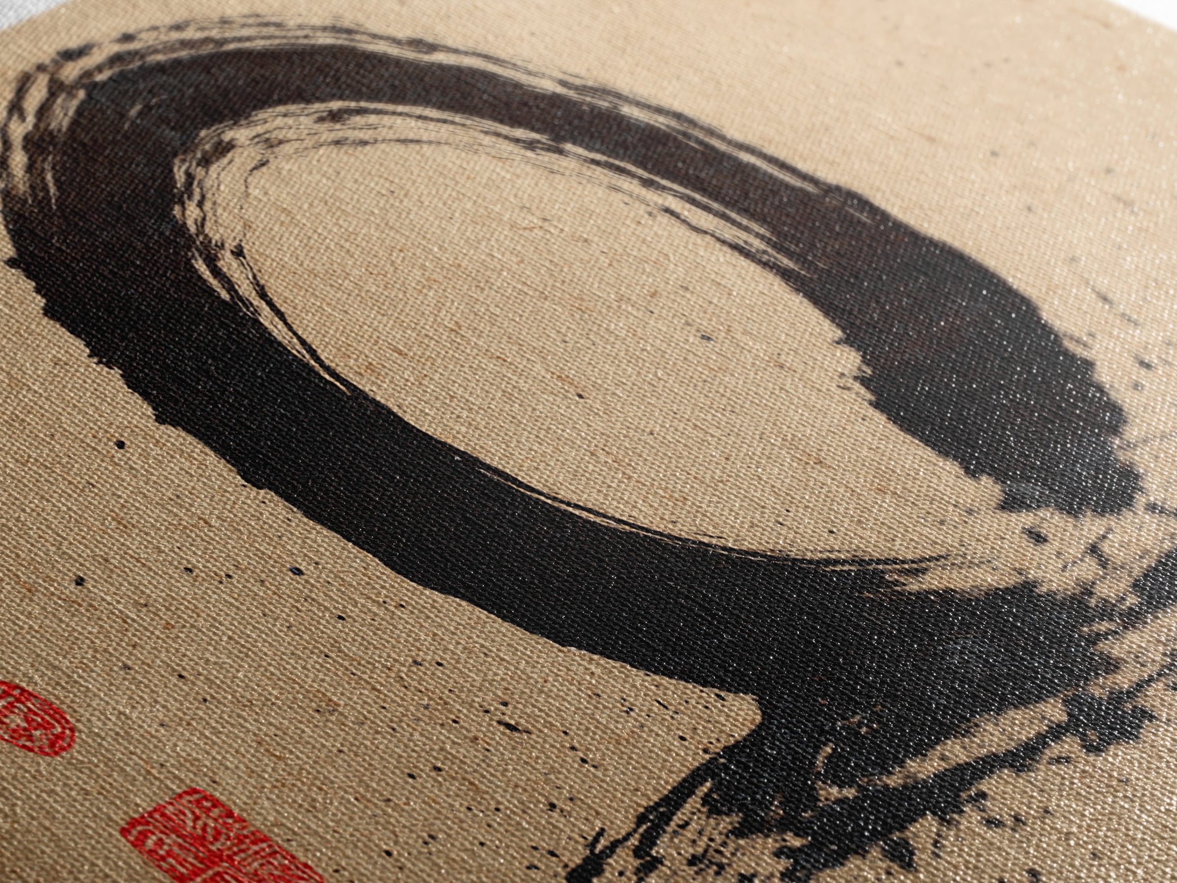 Minimalist Black Ink Enso Circle Painting On Textured Paper Modern Abstract Wall Art Framed Canvas Print For Contemporary Home Decor