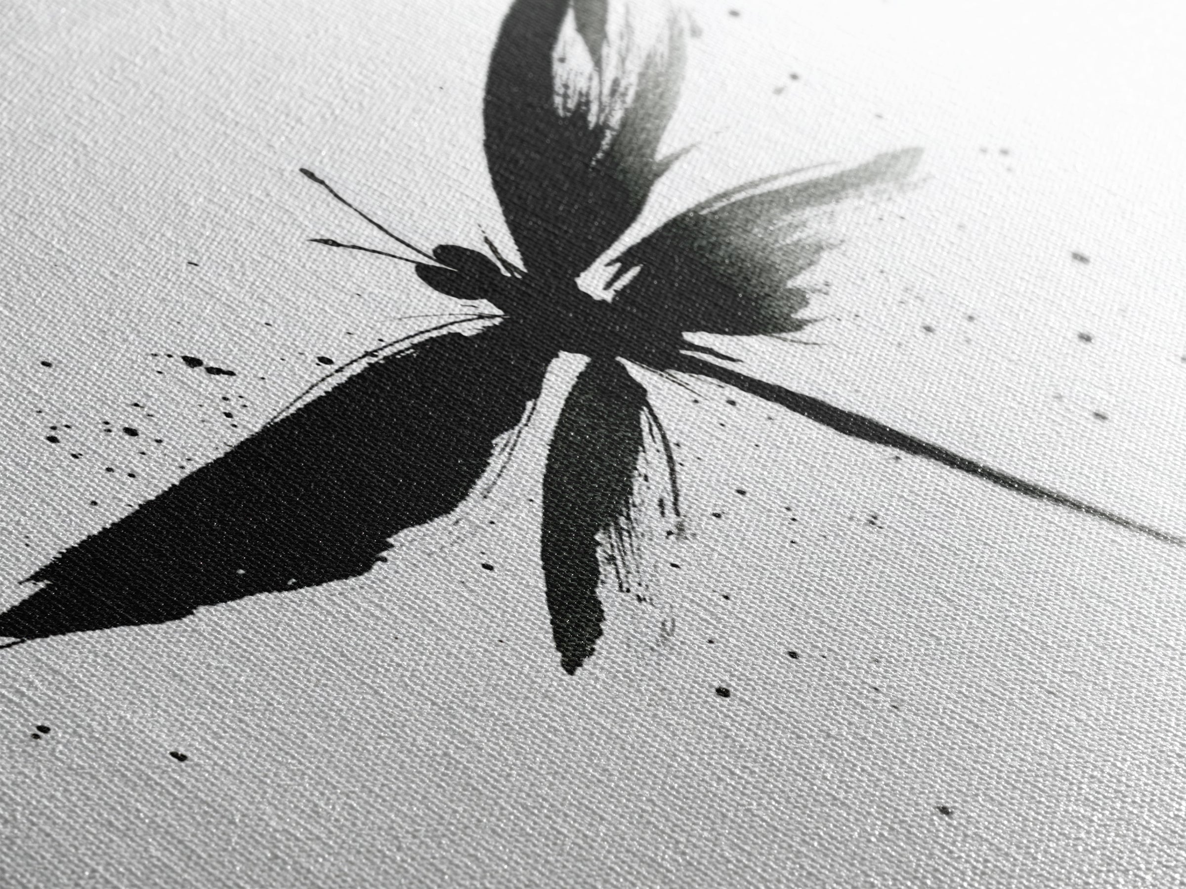 Zen Brush Stroke Dragonfly Japanese Ink Painting Minimalist Black And White Wall Art For Modern Home Decor Canvas Print