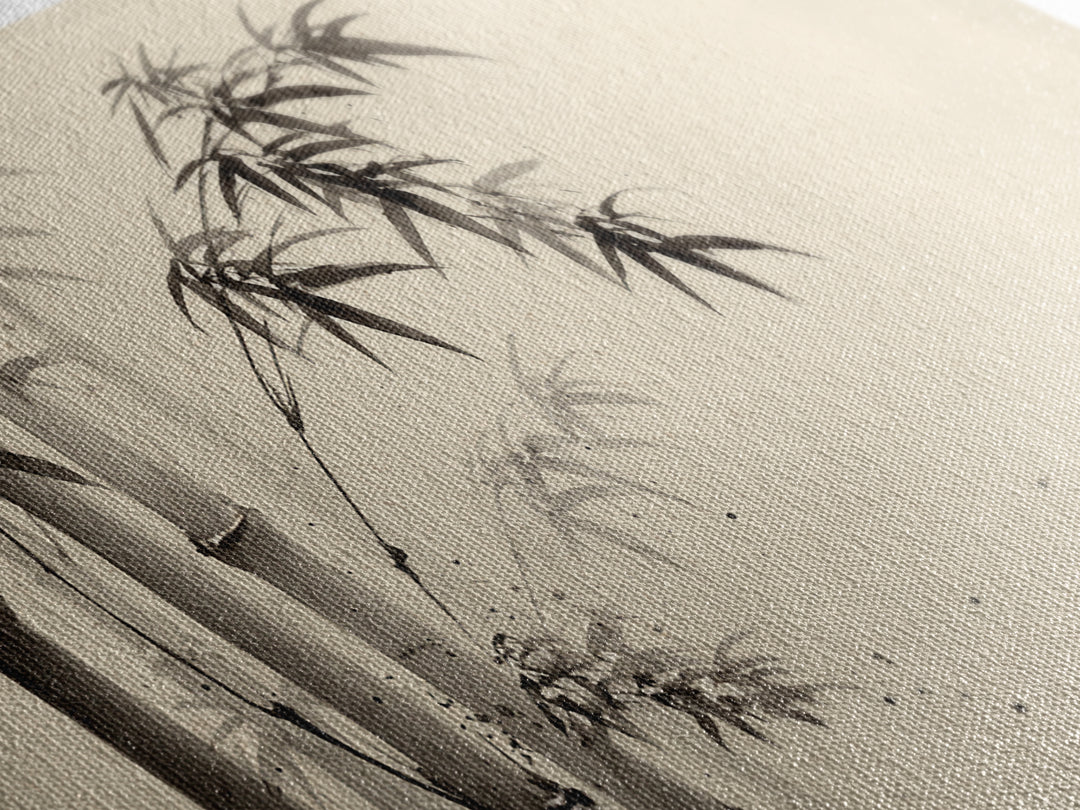 Traditional Ink Bamboo Painting Black And White Wall Art Print For Minimalist Home Decor And Asian Inspired Interior