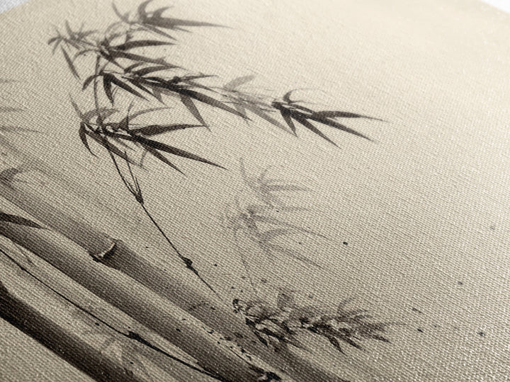 Traditional Ink Bamboo Painting Black And White Wall Art Print For Minimalist Home Decor And Asian Inspired Interior