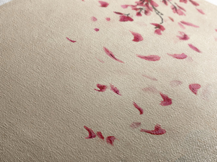 Minimalist Watercolor Red Falling Flower Petals Japanese Painting Art Print Canvas Print For Living Room