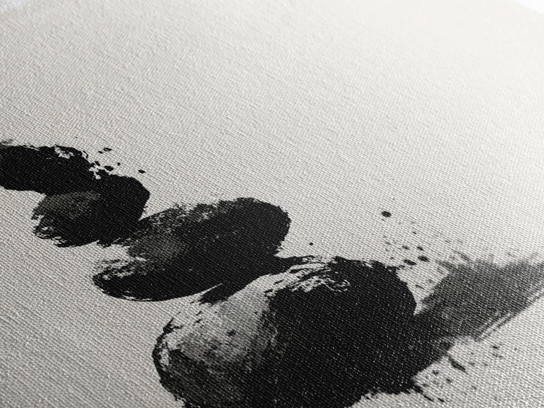 Minimalist Black And White Zen Stones Abstract Painting Wall Art Framed Canvas Print For Modern Home Decor