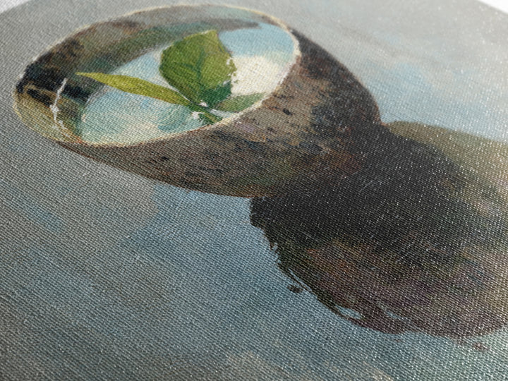 Still Life Bowl With Green Leaves Oil Painting Canvas Print Large Wall Art For Kitchen And Dining Room Decor Slow Living Art