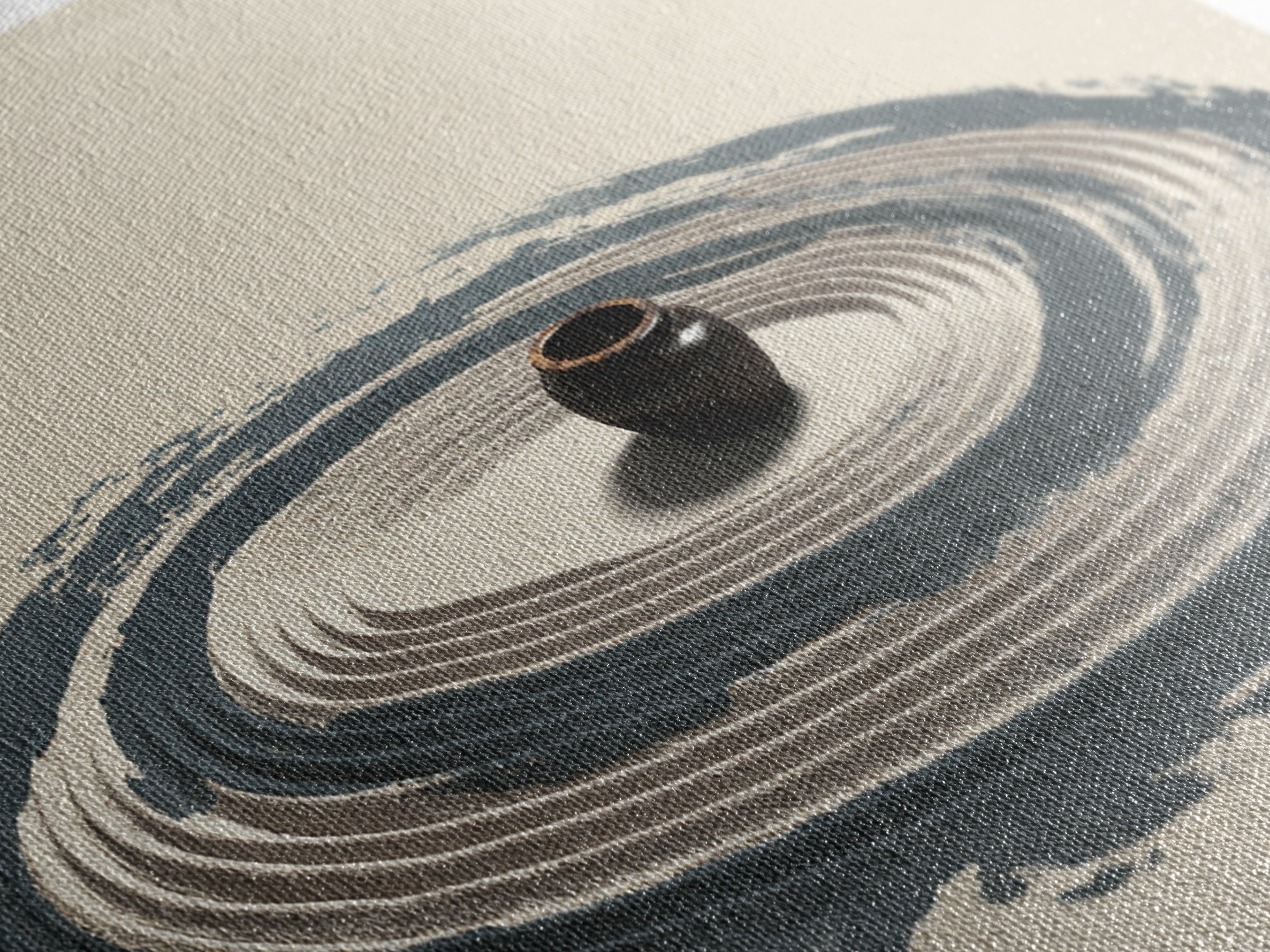 Zen Garden Sand Spiral With Ceramic Pot Minimalist Spiritual Wall Art For Meditation Room Decor Framed Canvas Print