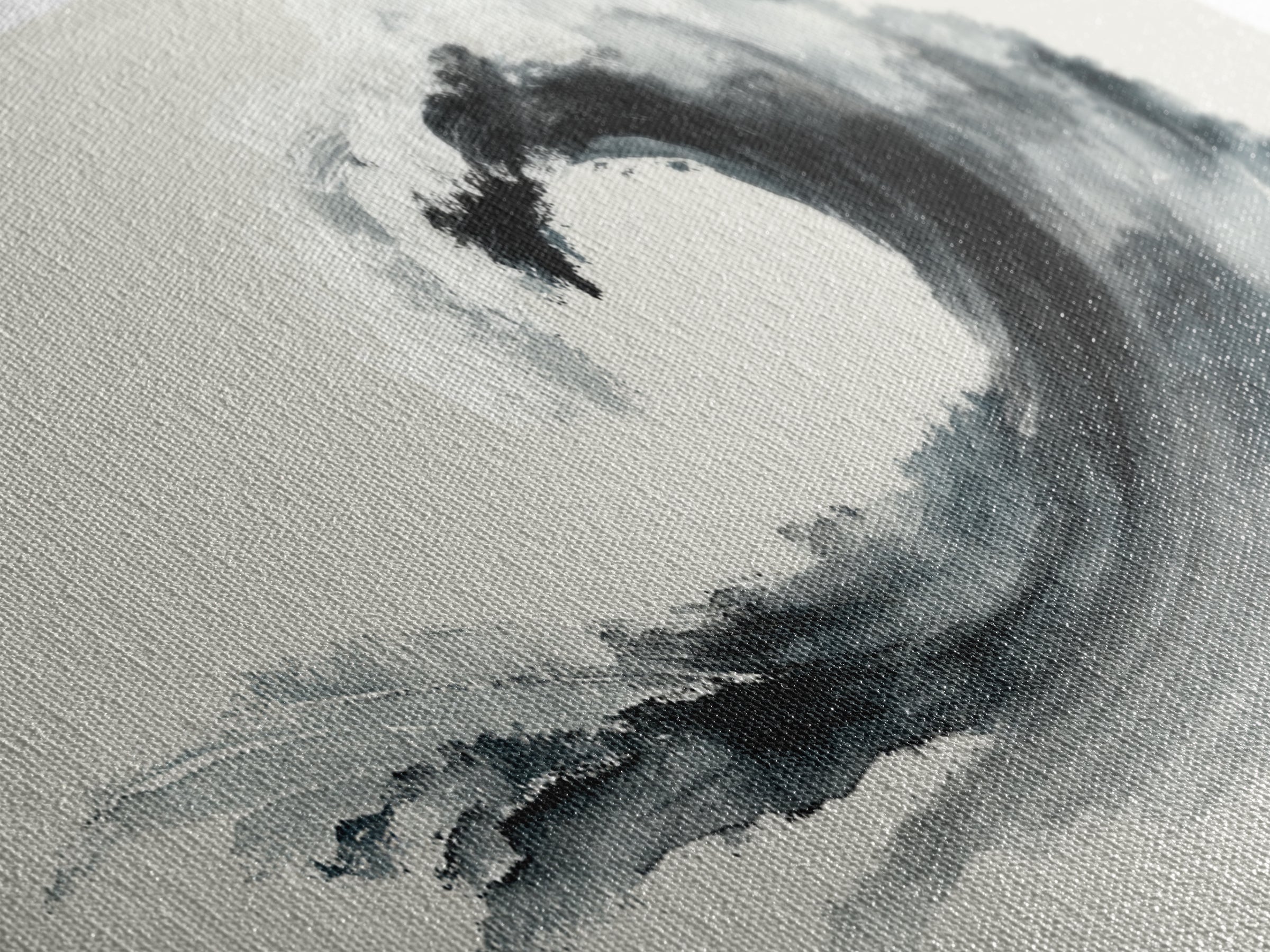 Japanese Ink Painting Black Wave Minimalist Brush Stroke Abstract Art Wall Art Framed Canvas Print For Modern Living Room Decor