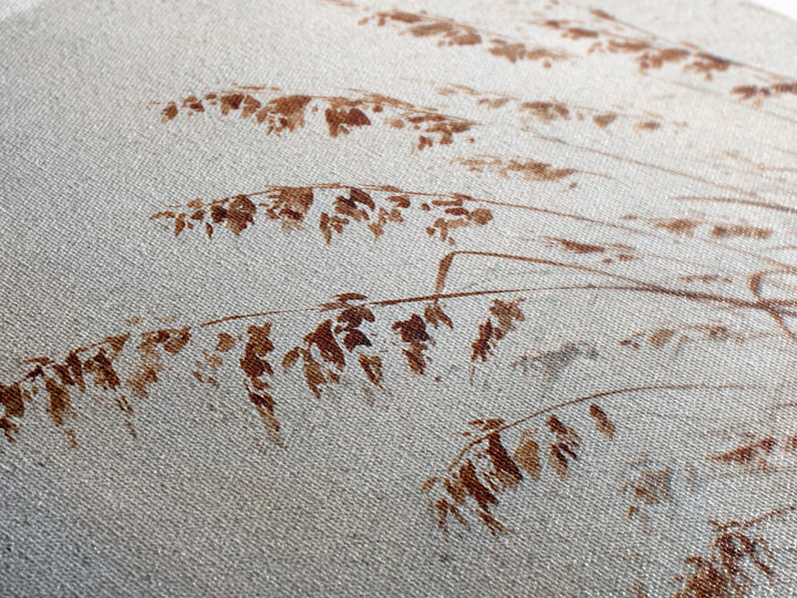 Minimalist Brown Grass Painting On Textured Canvas Print For Rustic Home Decor And Wall Art