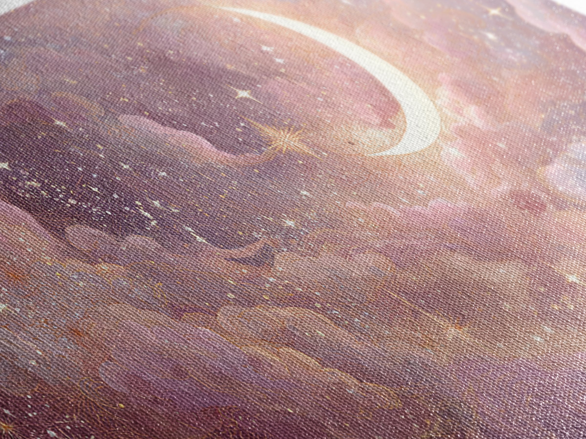 Pastel Crescent Moon And Starry Cloud Wall Art, Celestial Art Print, Whimsigoth Decor, Nursery Room Wall Decor, Gift For Her