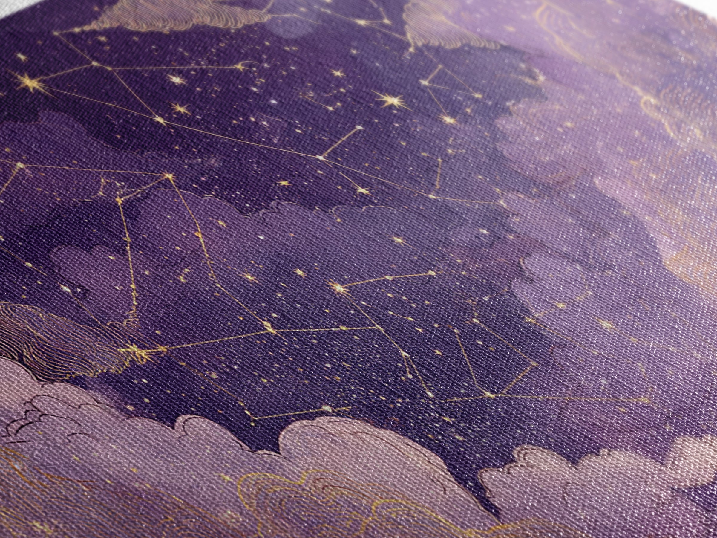Purple Zodiac Constellation Night Sky Wall Art, Celestial Canvas Print, Astrology Wall Decor, Mystical Bedroom Decor, Gift For Her