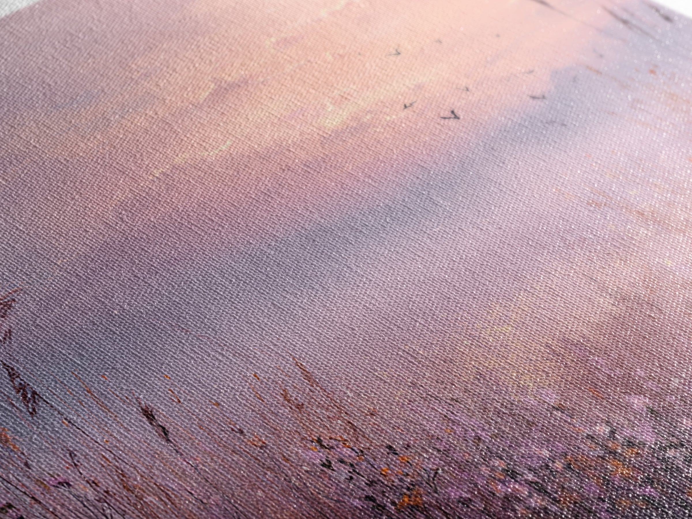 Misty Pink Sunrise Meadow Landscape Wall Art, Wildflower Canvas Print, Nature Wall Decor, Calming Bedroom Decor Gift For Her
