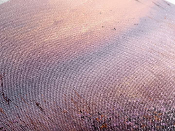 Misty Pink Sunrise Meadow Landscape Wall Art, Wildflower Canvas Print, Nature Wall Decor, Calming Bedroom Decor Gift For Her