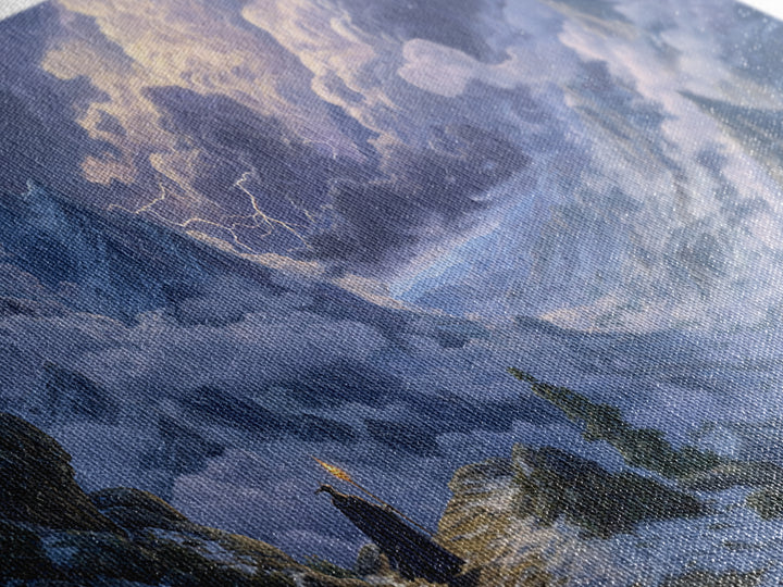 Snowy Mountain Wizard Wall Art, Epic Fantasy Canvas Print, Dungeons And Dragons Decor, Winter Landscape, Gamer Gift, Gift For Him