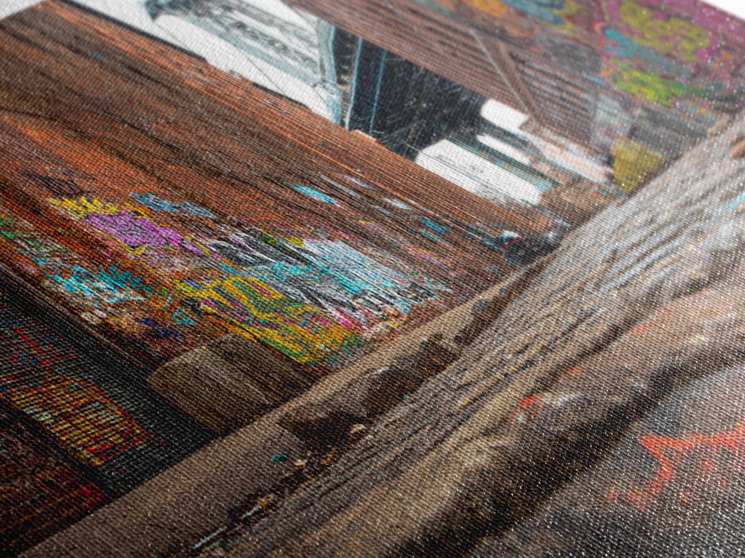 Graffiti Alley By Manhattan Bridge Wall Art, Urban Street Photography Canvas Print, Brooklyn Loft Decor, Industrial City Art