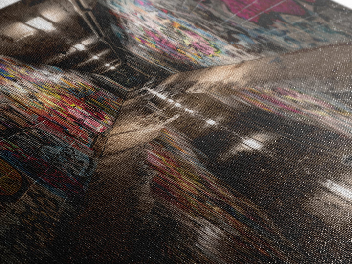 Graffiti Tunnel With Reflective Puddle Wall Art, Urban Street Art Canvas Print, Industrial Decor, Modern Office Wall Decor
