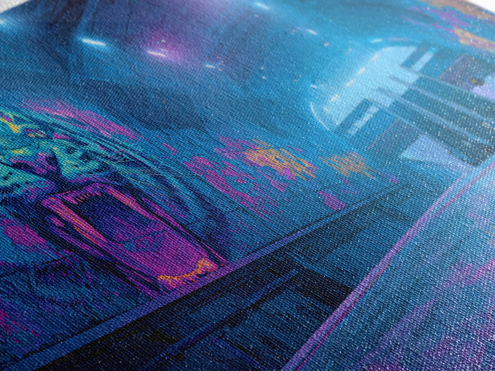 Neon Tiger Subway Canvas Print, Cyberpunk Graffiti Wall Art, Futuristic Blue Pink Gaming Room Decor, Bold Urban Gift For Him