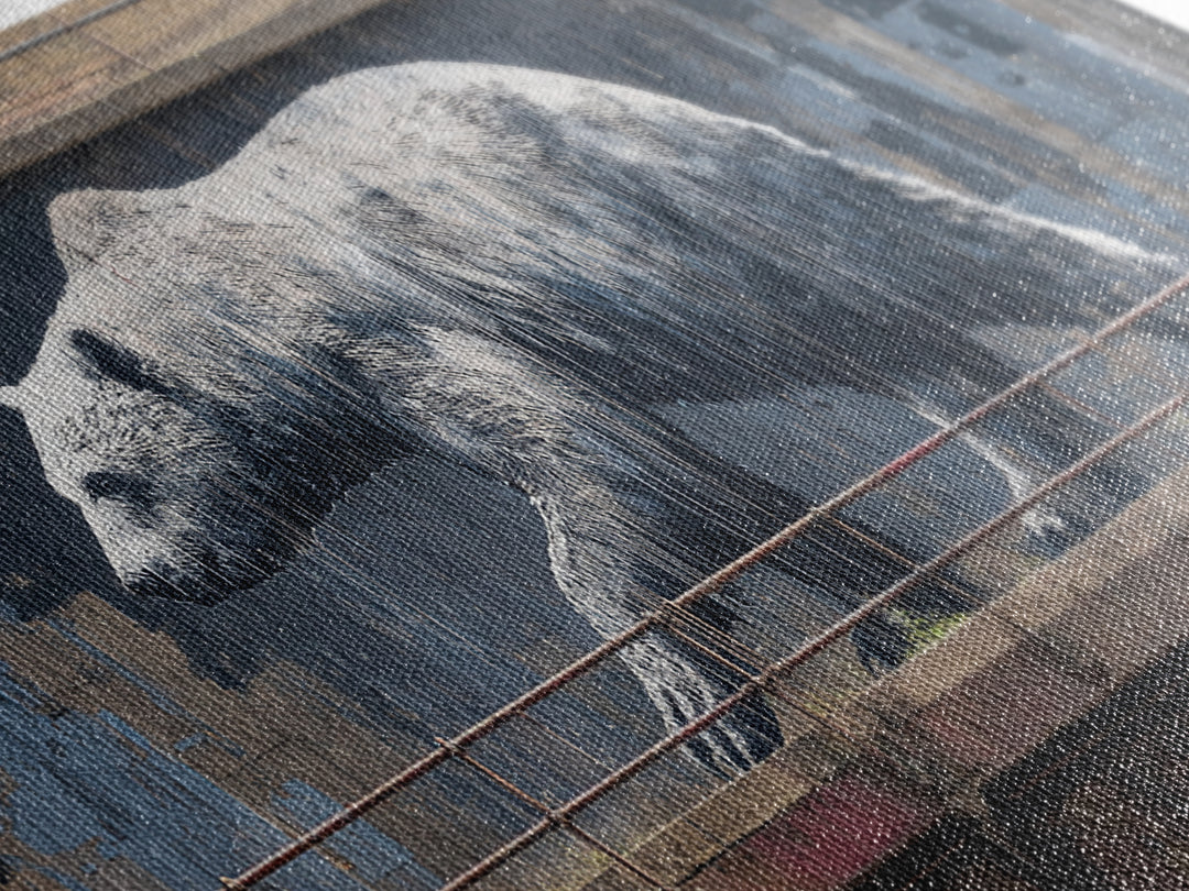 Polar Bear Graffiti On Industrial Concrete Wall Art, Urban Street Art Print, Wildlife Decor, Modern Wall Decor, Animal Lover Gift