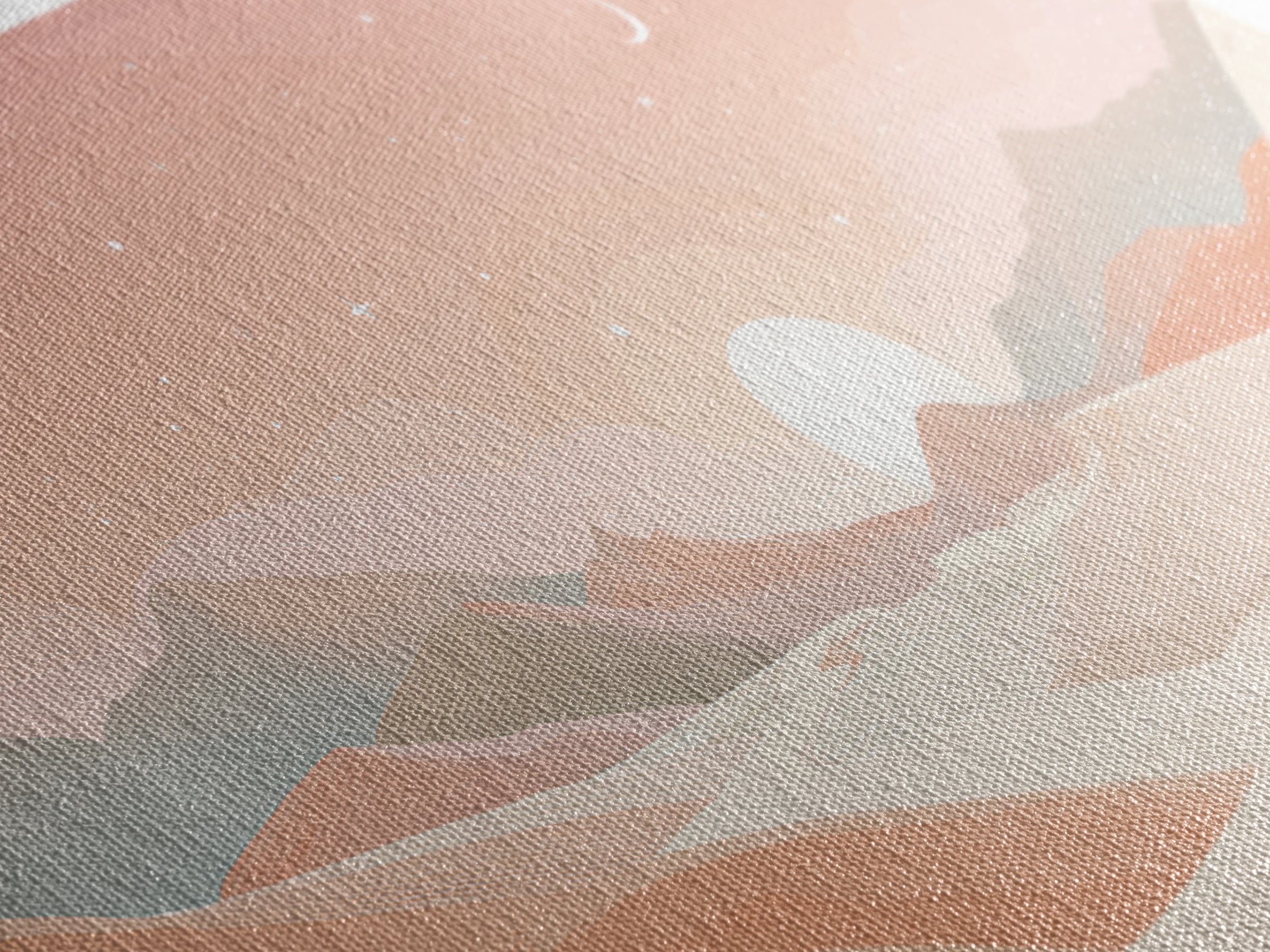 Pastel Desert Sunrise Landscape Canvas Print, Minimalist Mountain Wall Art, Boho Neutral Home Decor For Bedroom And Living Room