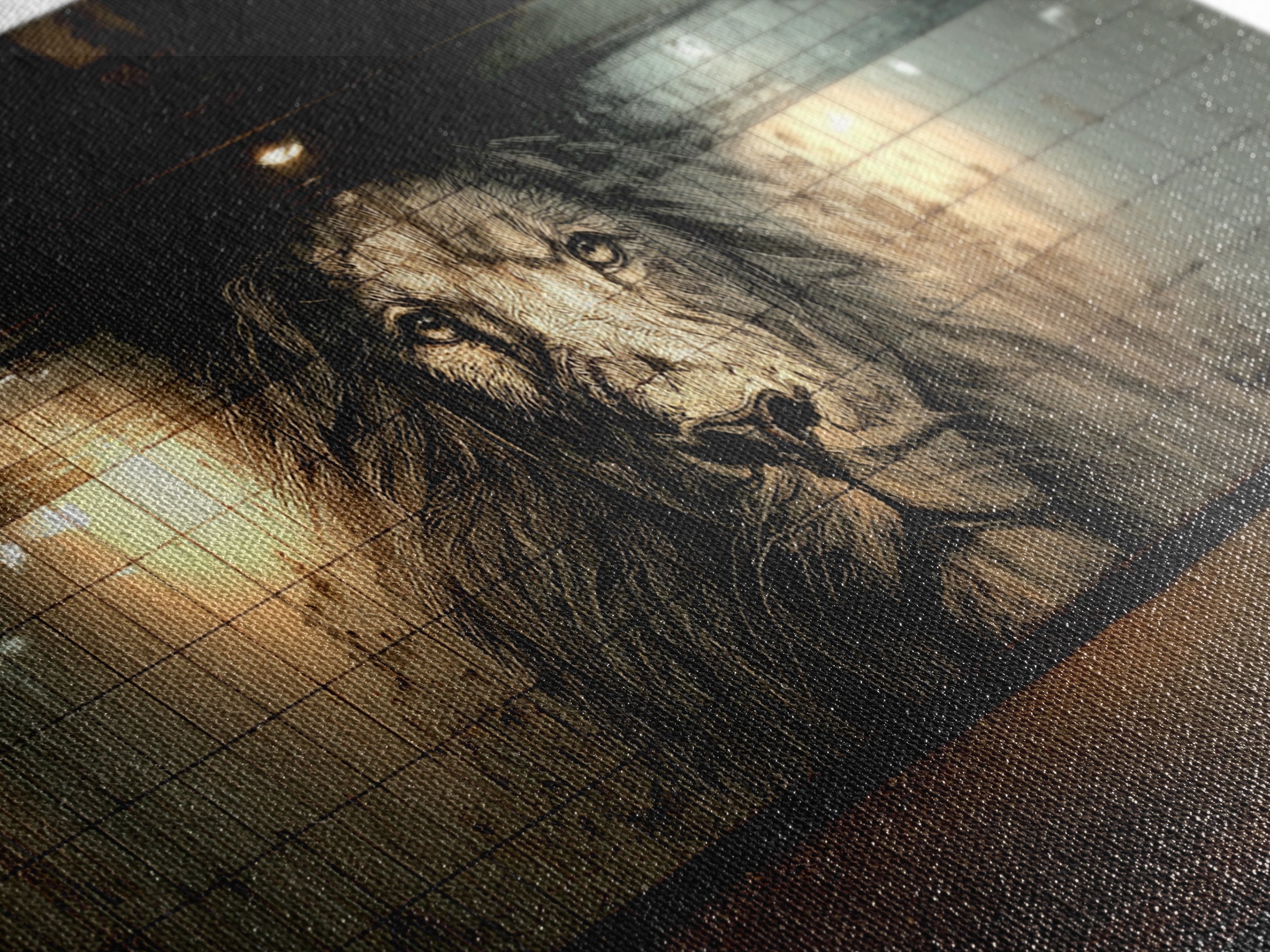Black And White Lion Mural Wall Art, Urban Street Art Canvas, Industrial Loft Decor, Masculine Office Wall Decor, Bold Art Print