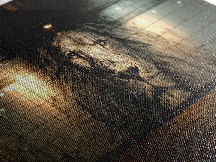 Black And White Lion Mural Wall Art, Urban Street Art Canvas, Industrial Loft Decor, Masculine Office Wall Decor, Bold Art Print