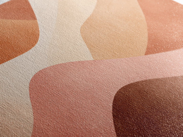 Terracotta Cream Wavy Abstract Canvas Print, Earth Tone Wall Art, Modern Boho Decor, Large Horizontal Living Room Art Print