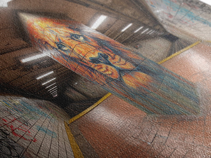 Lion Graffiti Mural In Subway Tunnel Canvas Print, Urban Street Art, Bold Animal Wall Decor, Modern Maximalist Home Decor
