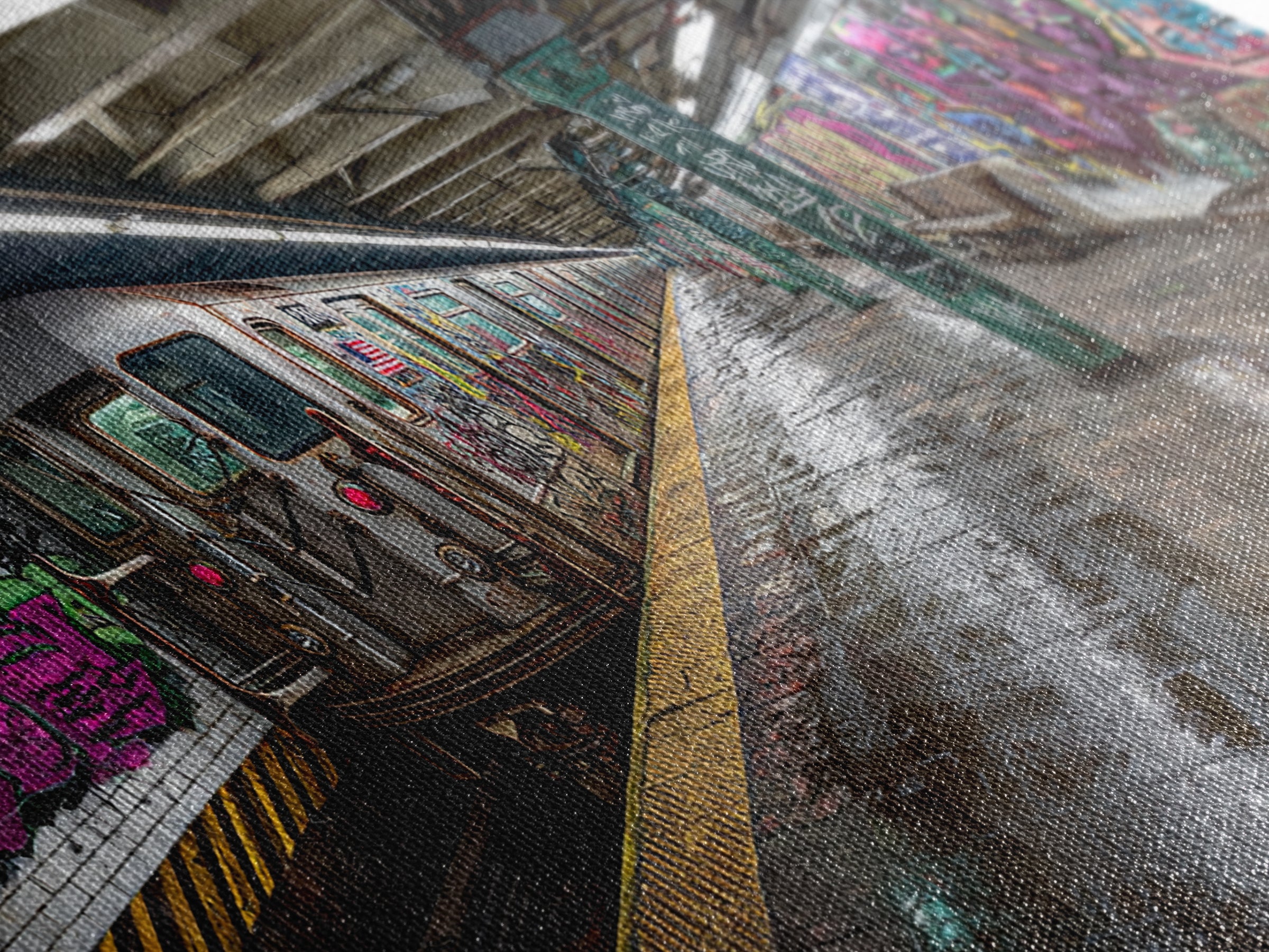 Graffiti Subway Train And Gritty Underground Platform Wall Art, Urban Street Art Print, City Decor, Industrial Home Decor
