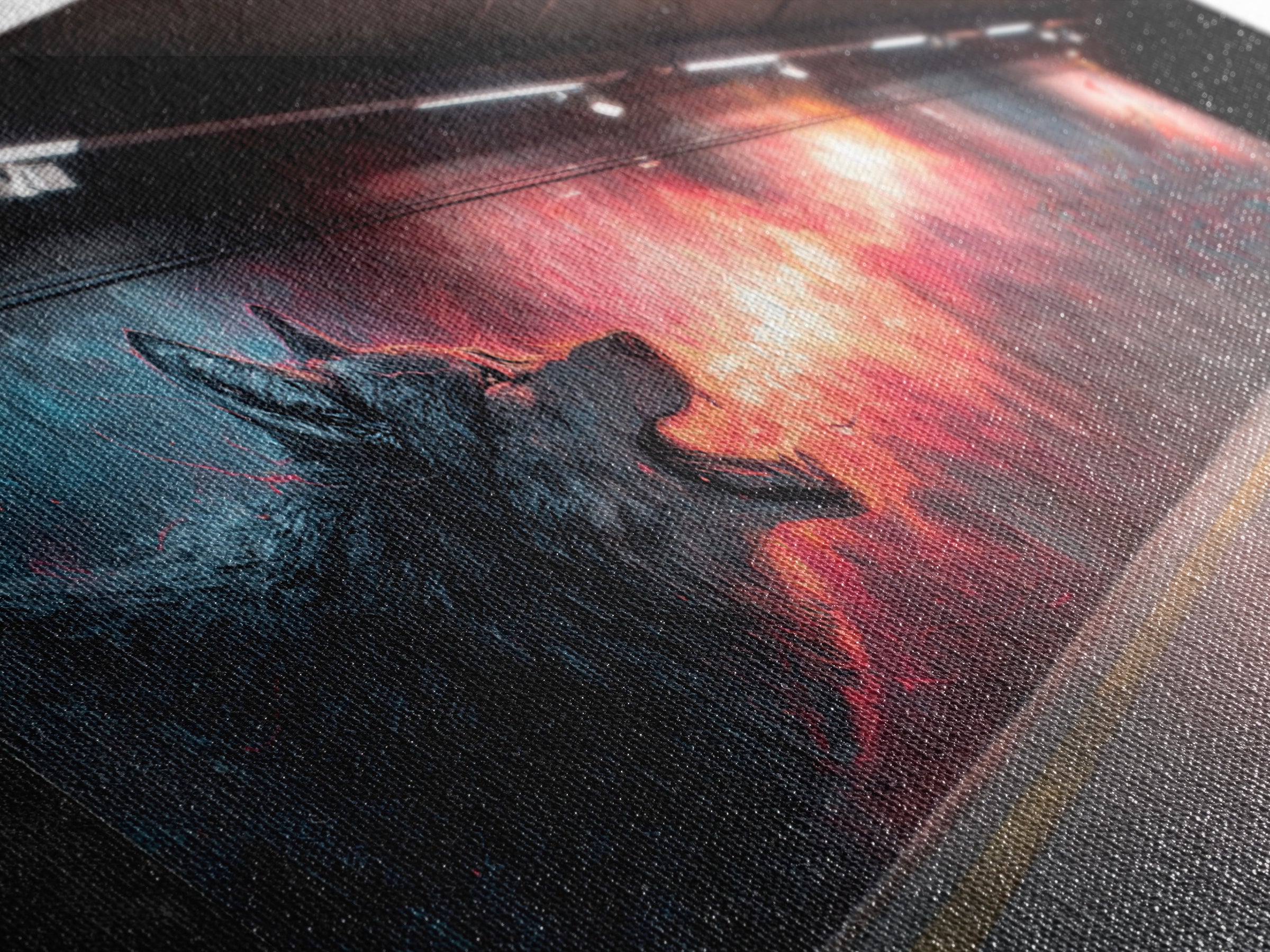 Howling Wolf Graffiti Tunnel Mural Wall Art, Urban Street Art Print, Dark Fantasy Decor, Edgy Man Cave Canvas For Living Room Decor