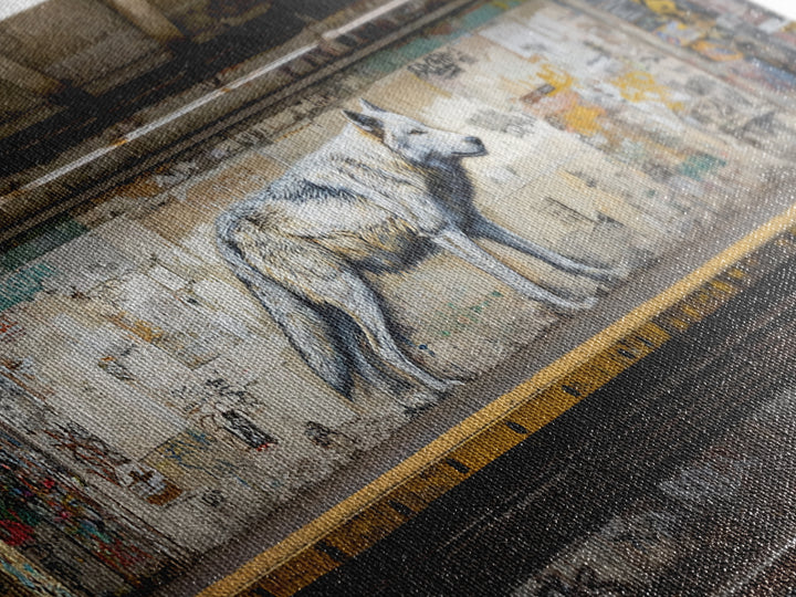White Wolf Subway Graffiti Wall Art, Urban Animal Canvas Print, Gritty Street Art For Loft Office And Man Cave Decor Gift